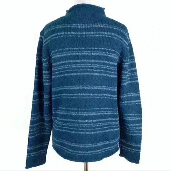St johns bay sweater size M blue striped 15% wool - Picture 6 of 9